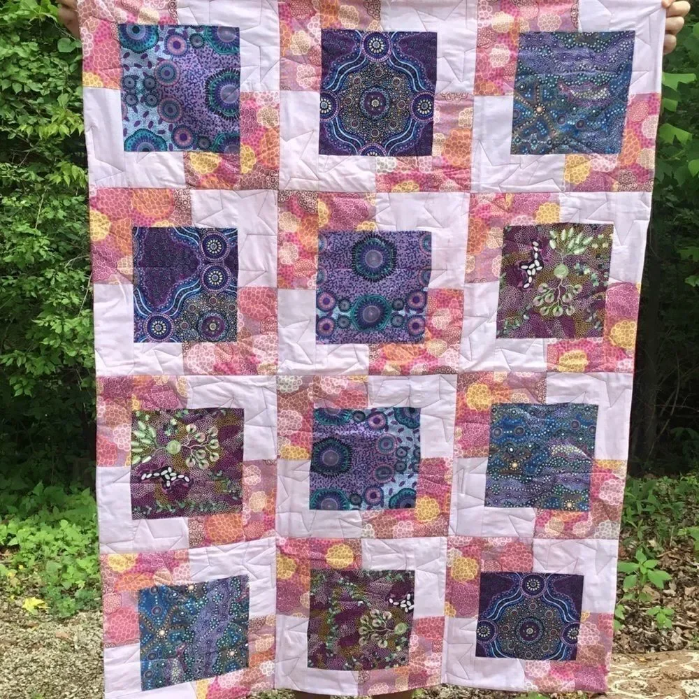 NWT Hand Crafted Purples & Pinks Quilt